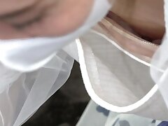 milky-215_1 Teen Star Wears Tight Brown Leather While Giving Deep Blowjob